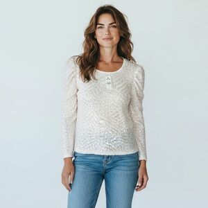 Express sequin top.  Size – small. sequin top with puff arms. Retails $80. NWT.